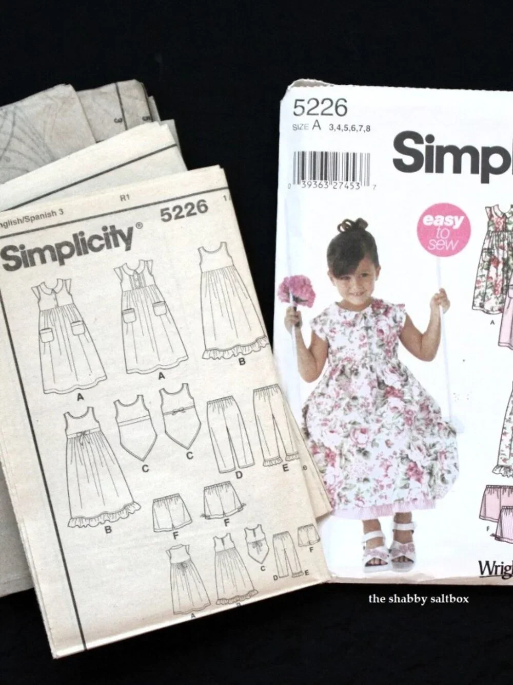 2004 Simplicity Girls Slip Dress (3 4 5 6 7 9) Cottagecore English Spanish VTG